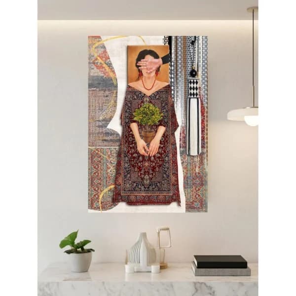 لوحة أكريليك مغناطيسية لصندوق الكهرباء بتصميم بنت مع كركوشة وسجاد فارسي