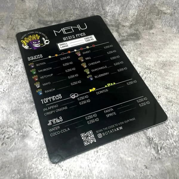 Acrylic Menu